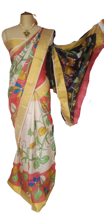 Pure Tussar Silk print saree