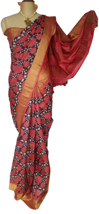 Pure Tussar Silk print saree