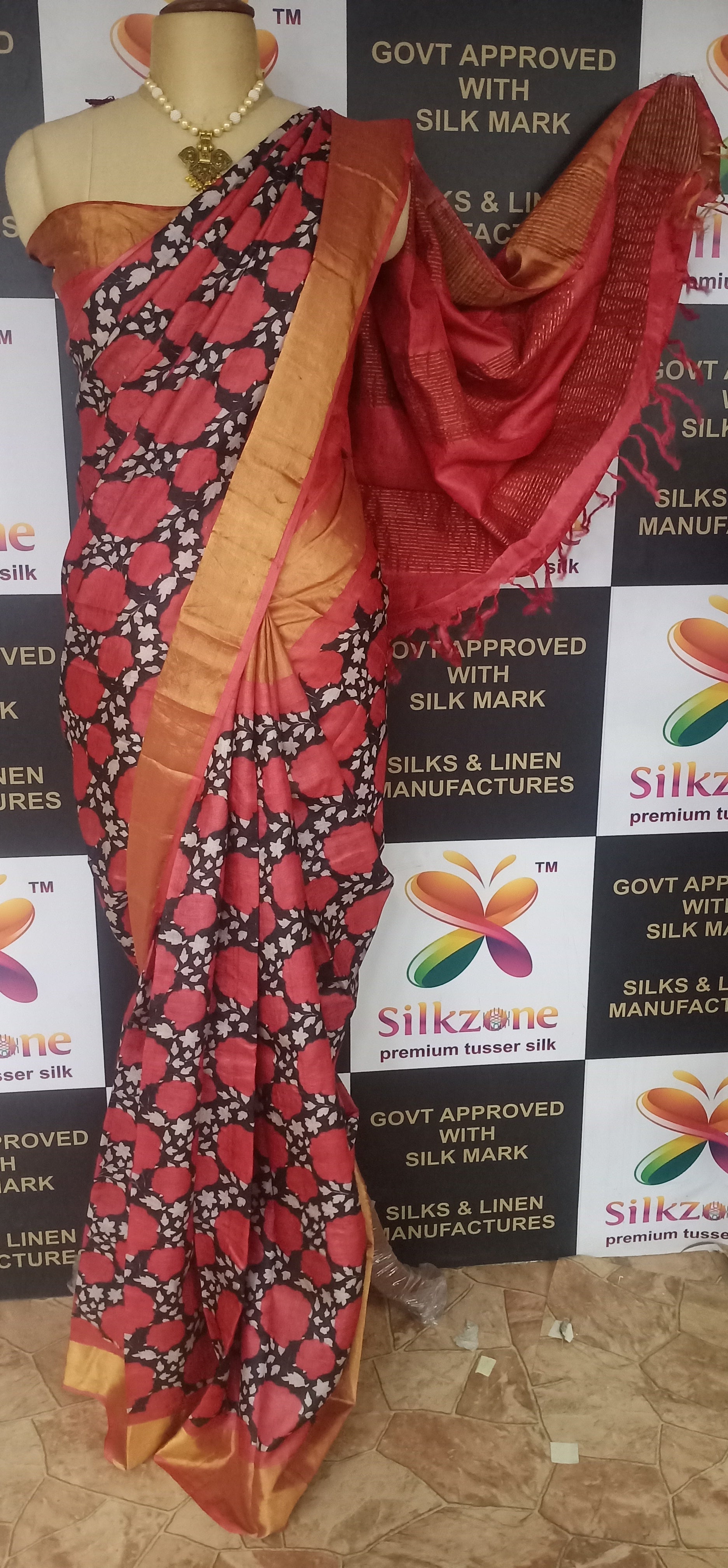 Pure Tussar Silk print saree