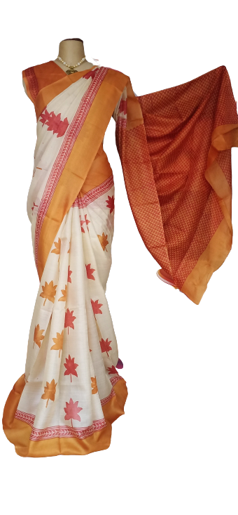 Pure Tussar Silk print saree