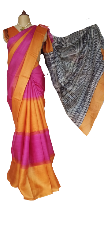 Pure Tussar Silk print saree