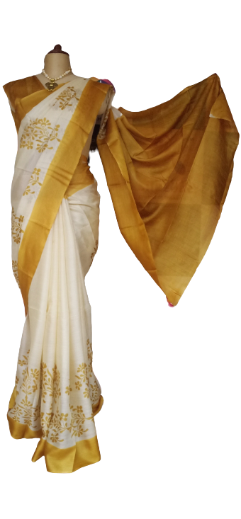 Pure Tussar Silk print saree