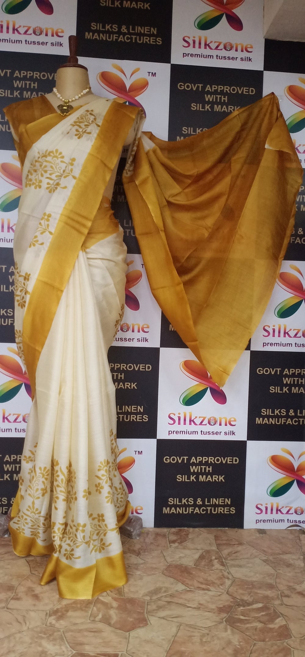 Pure Tussar Silk print saree