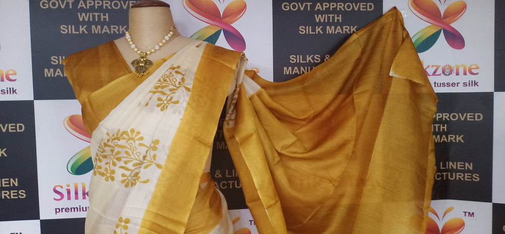 Pure Tussar Silk print saree