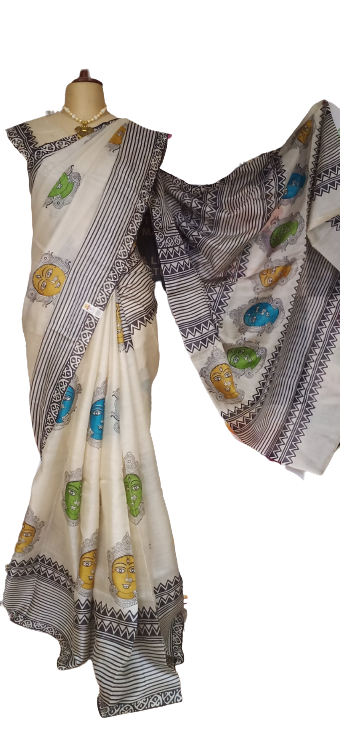 Pure Tussar Silk print saree