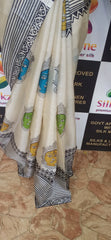 Pure Tussar Silk print saree