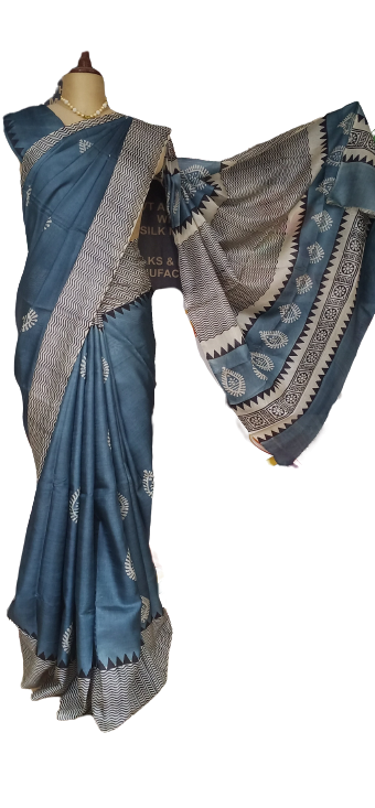 Pure Tussar Silk print saree