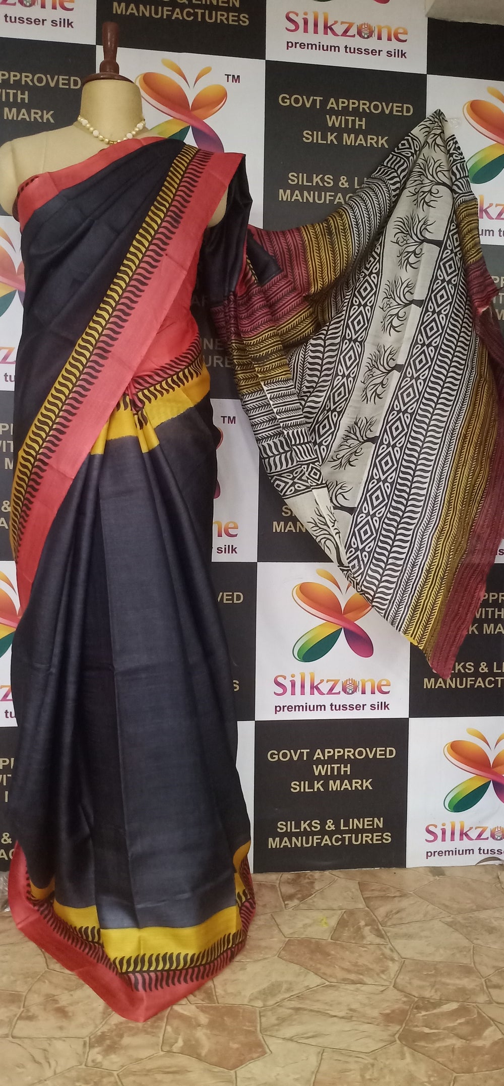Pure Tussar Silk print saree