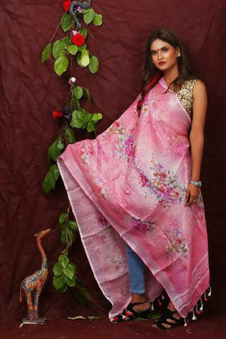 Linen digital print dupatta