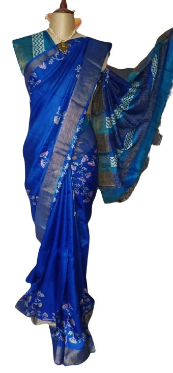 pure tussur silk print saree SILK ZONE