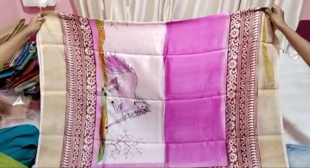 Pure Tussar Silk print saree