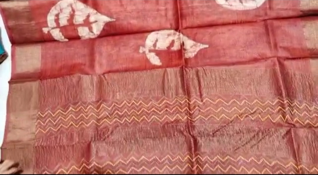 Pure Tussar Silk print saree