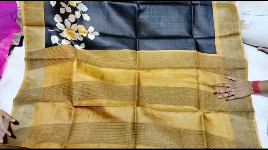 Pure Tussar Silk print saree