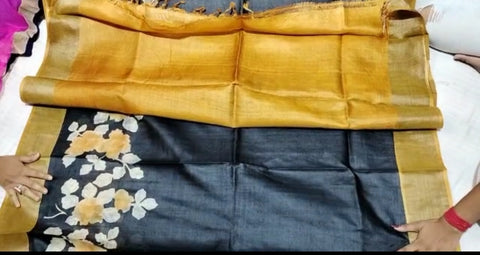 Pure Tussar Silk print saree