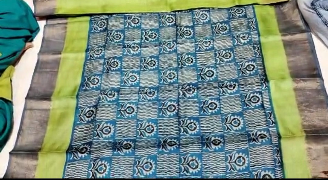 Pure Tussar Silk print saree