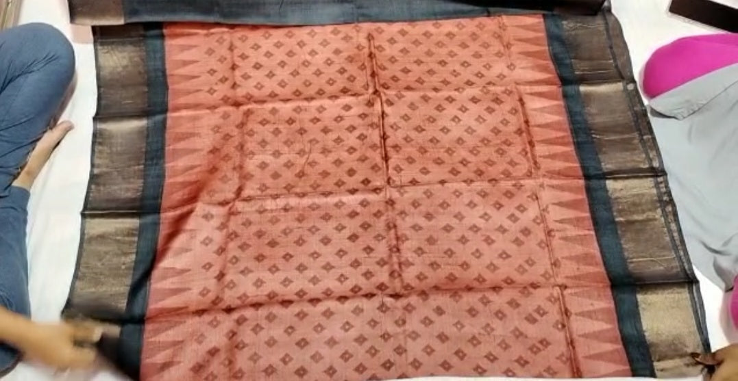 Pure Tussar Silk print saree