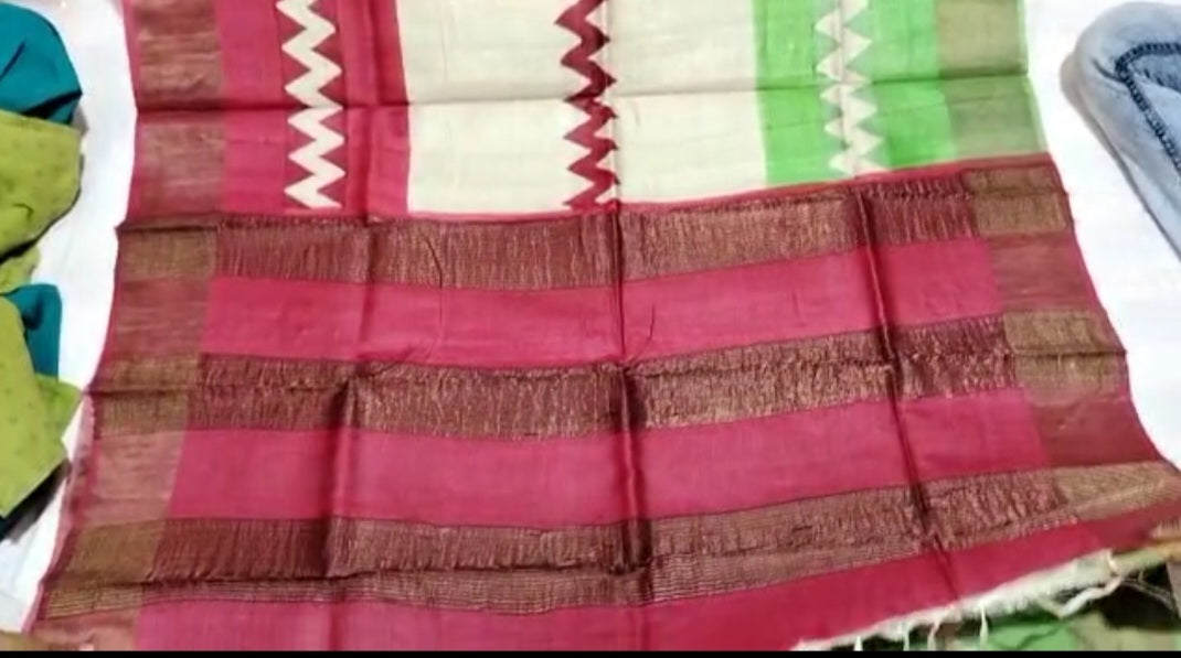 Pure Tussar Silk print saree