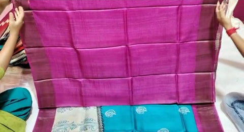 Pure Tussar Silk print saree