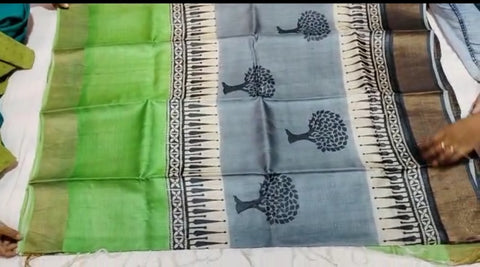 Pure Tussar Silk print saree