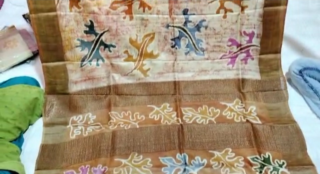 Pure Tussar Silk print saree