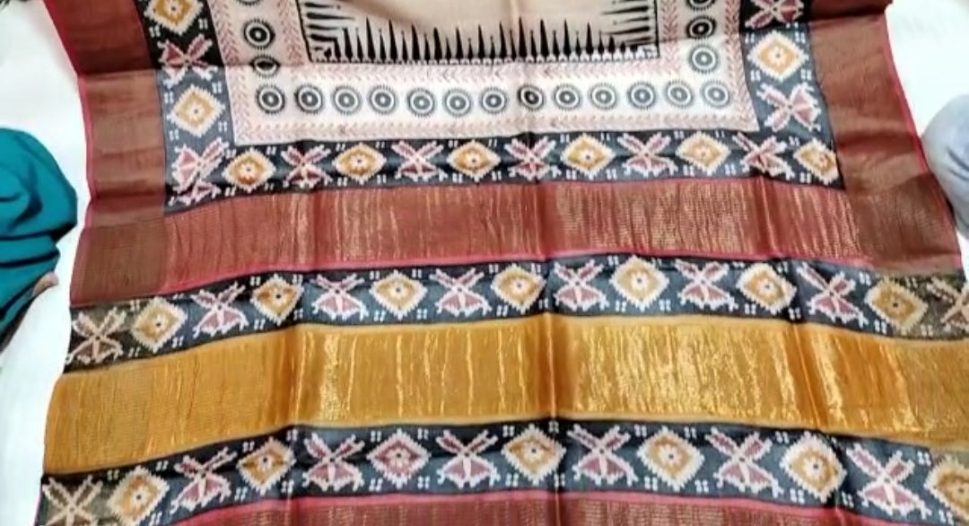 Pure Tussar Silk print saree