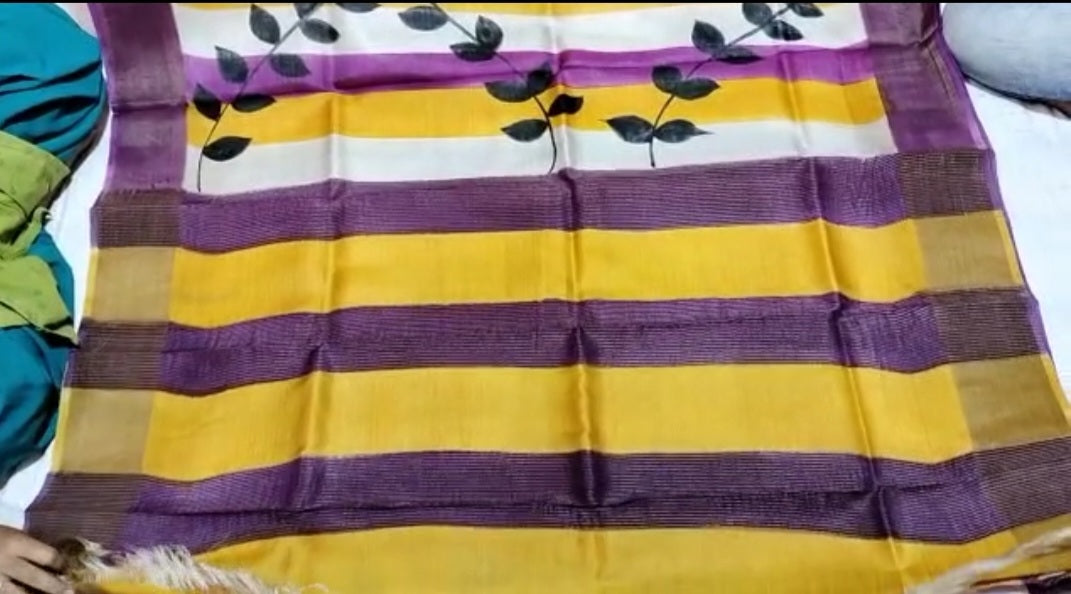 Pure Tussar Silk print saree