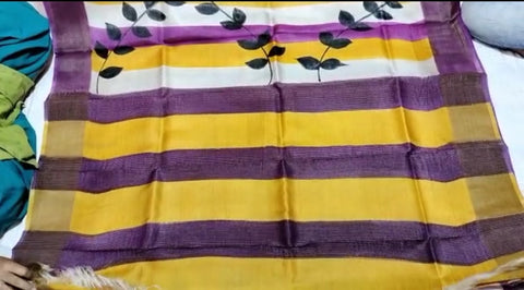 Pure Tussar Silk print saree