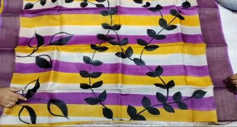 Pure Tussar Silk print saree