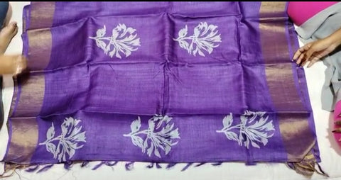 Pure Tussar Silk print saree