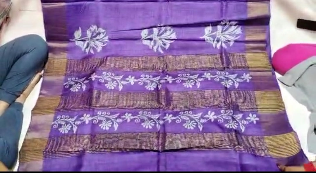 Pure Tussar Silk print saree