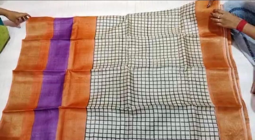 Pure Tussar Silk print saree