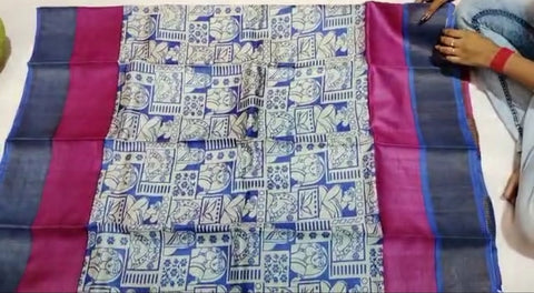 Pure Tussar Silk print saree