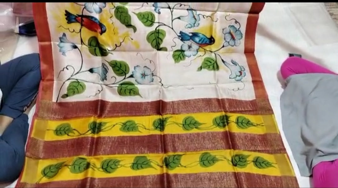 Pure Tussar Silk print saree