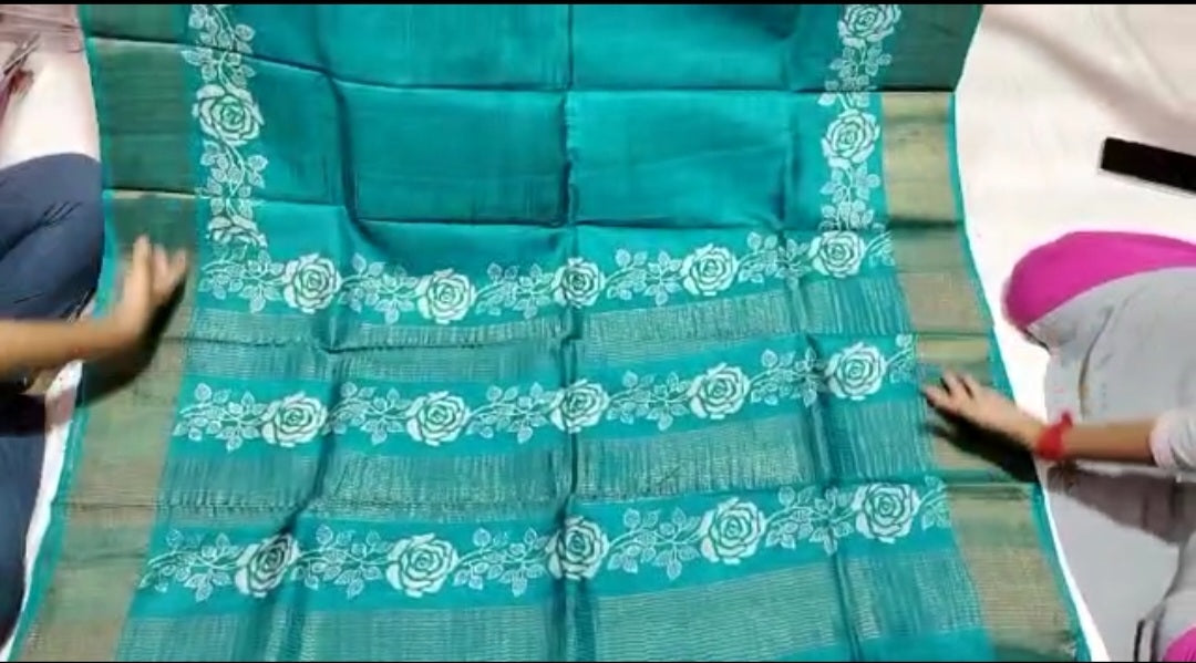 Pure Tussar Silk print saree