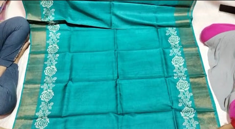 Pure Tussar Silk print saree