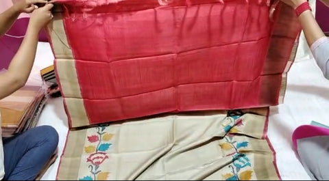 Pure Tussar Silk print saree