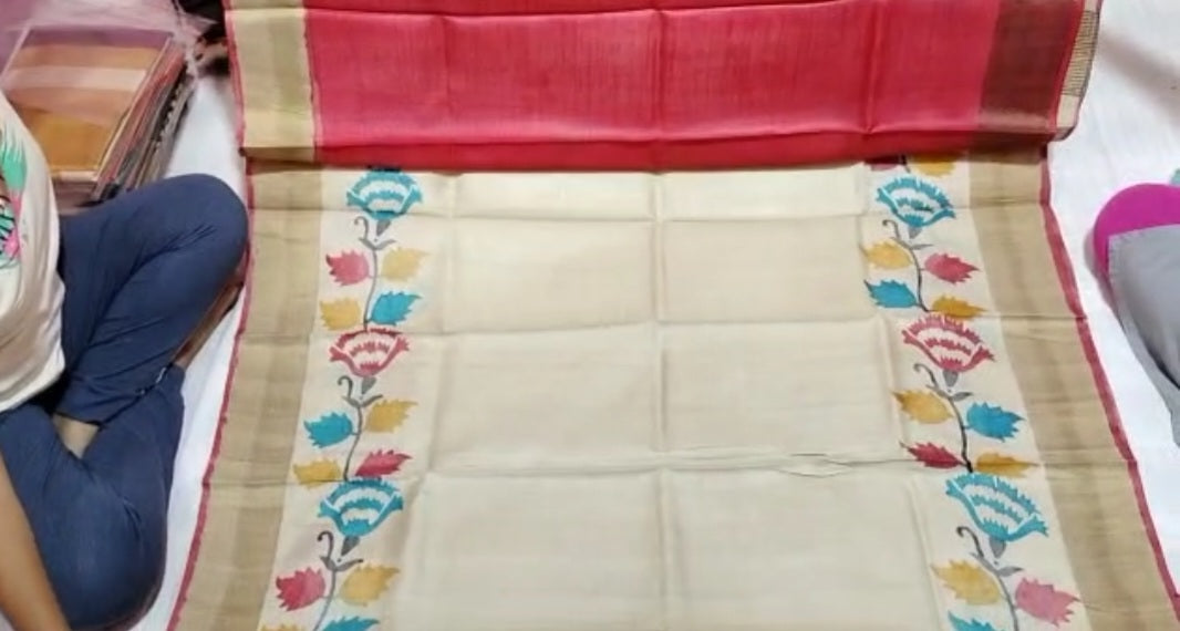 Pure Tussar Silk print saree