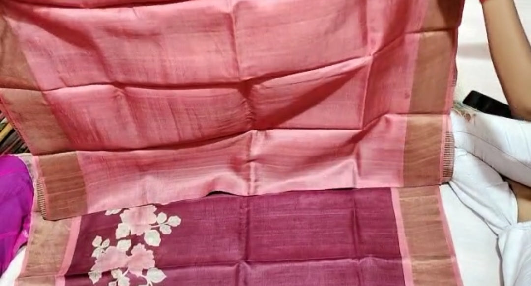 Pure Tussar Silk print saree