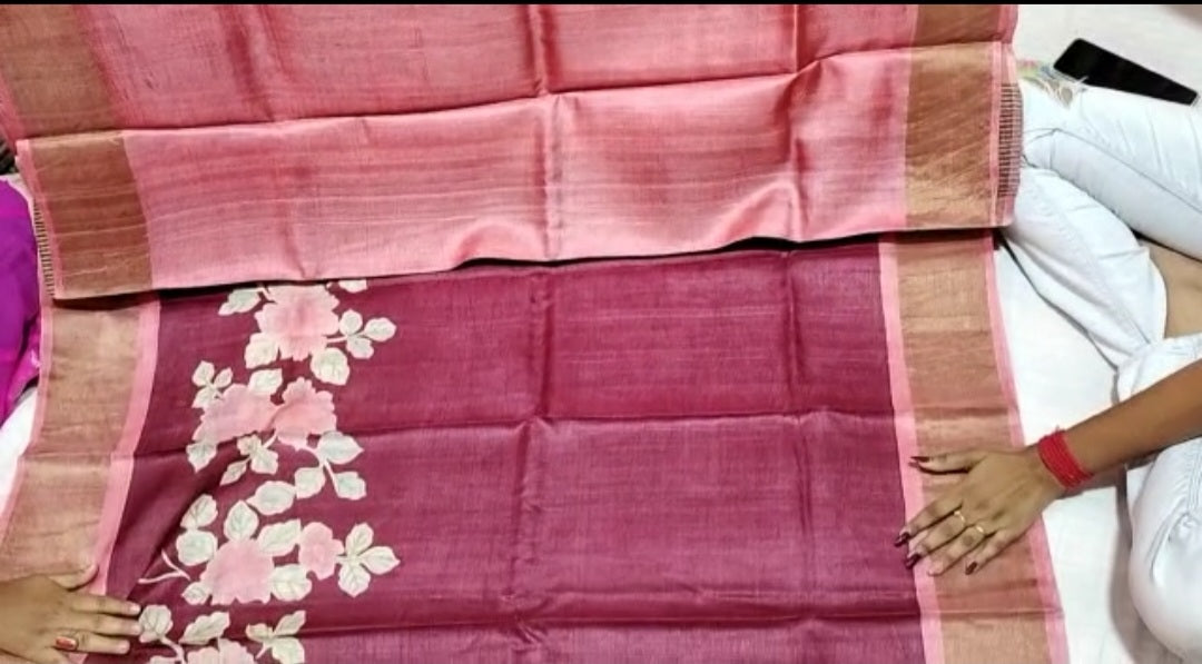 Pure Tussar Silk print saree