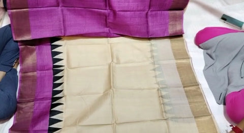 Pure Tussar Silk print saree