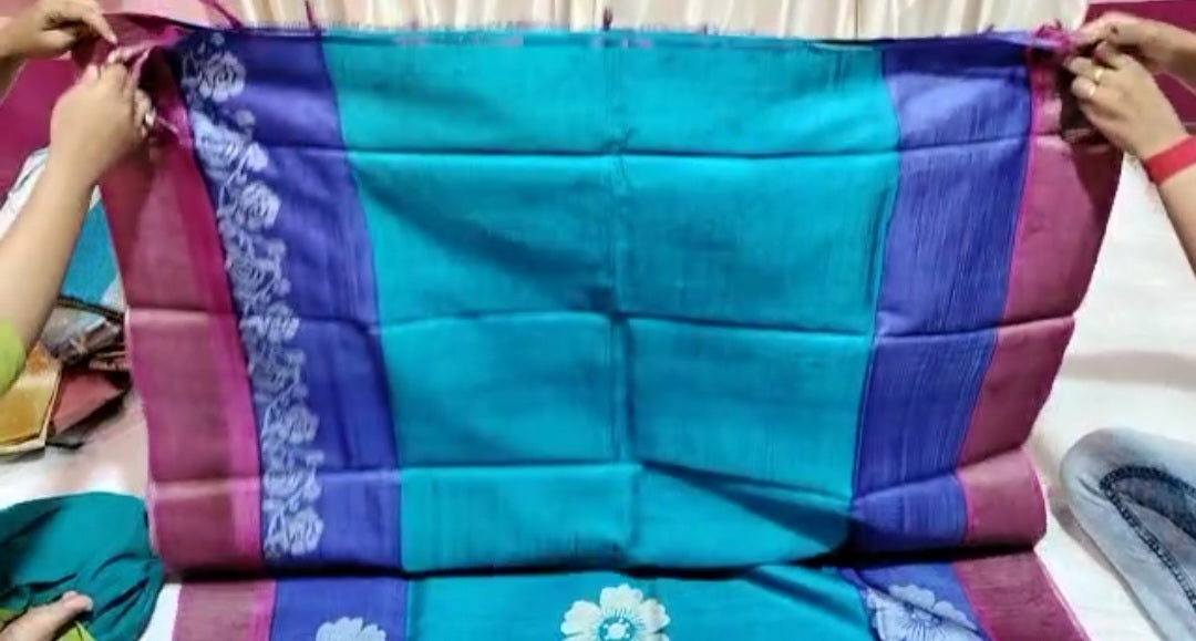 Pure Tussar Silk print saree