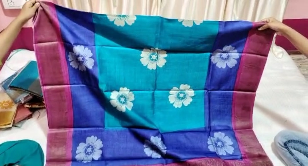 Pure Tussar Silk print saree