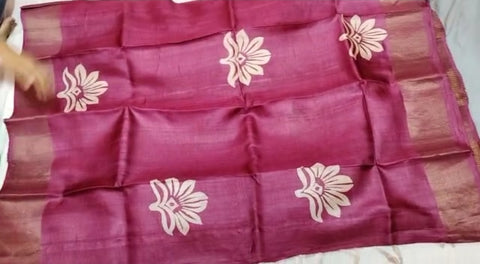 Pure Tussar Silk print saree