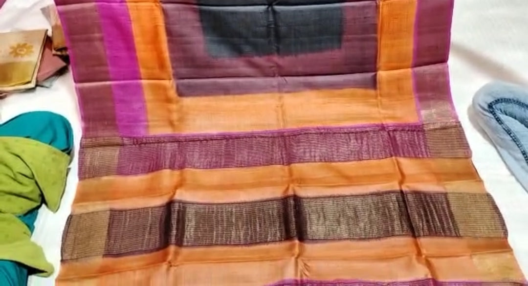 Pure Tussar Silk print saree