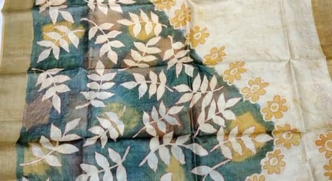 Pure Tussar Silk print saree