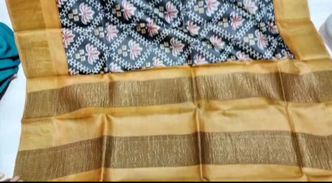 Pure Tussar Silk print saree