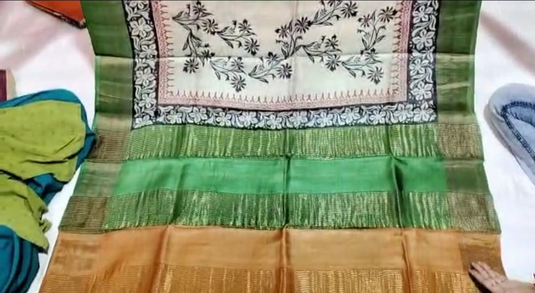 Pure Tussar Silk print saree