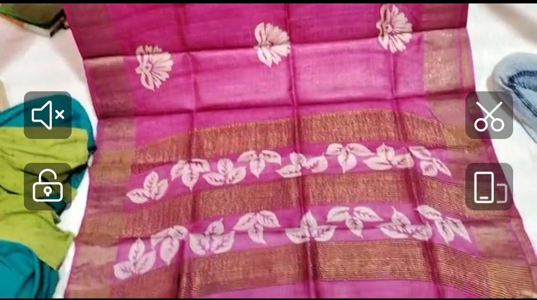 Pure Tussar Silk print saree