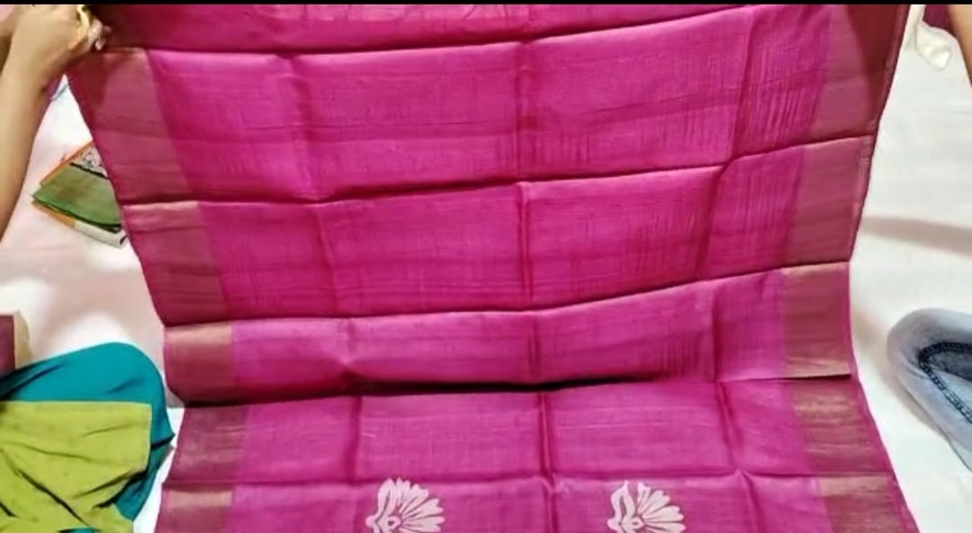 Pure Tussar Silk print saree