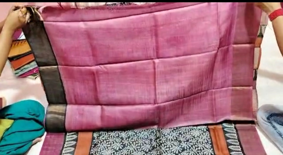 Pure Tussar Silk print saree